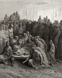 Morte di Baldovino I (1171-1205) il re latino di Gerusalemme, illustrazione da 